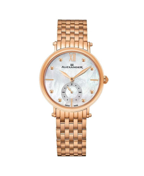 Часы и аксессуары Alexander женские "Roxana" из нержавеющей стали с розовым циферблатом, диаметром 34 мм