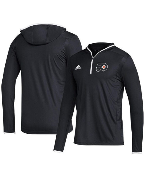 Men's Black Philadelphia Flyers Team Long Sleeve Quarter-Zip Hoodie T-shirt