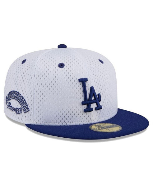 Бейсболка сетчатая с проймой для пальца белая New Era Los Angeles Dodgers Throwback Mesh 59fifty - Мужская головная одежда