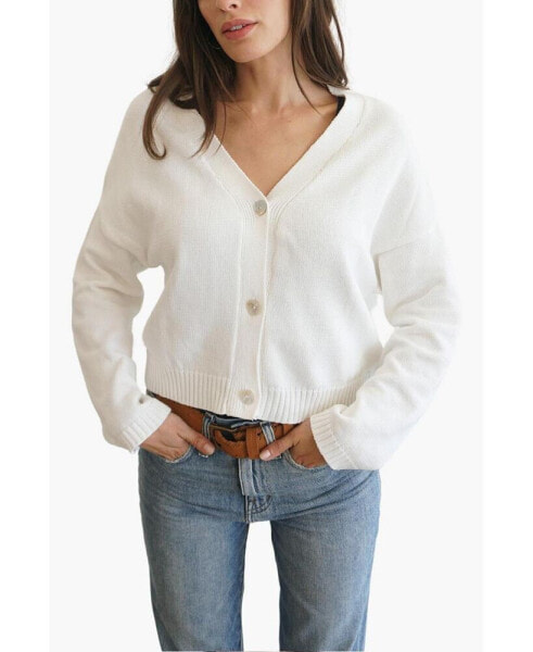 Women's Cotton Diana Crop Cardigan Sweater