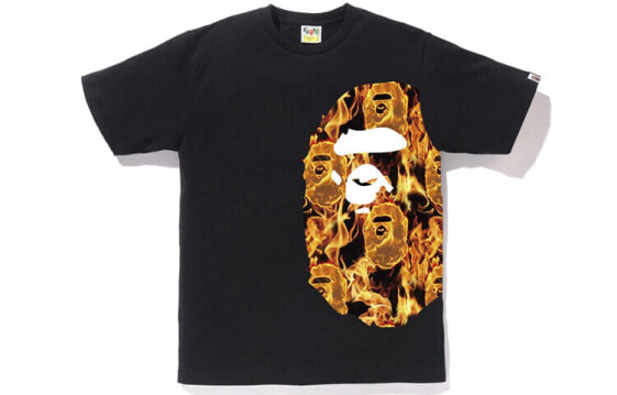 BAPE Flame Side Big Ape Head T-shirt 侧边火焰猿人头短袖T恤 男款 送礼推荐 / Футболка BAPE Flame Side Big Ape Head T-shirt T 1G30-110-041