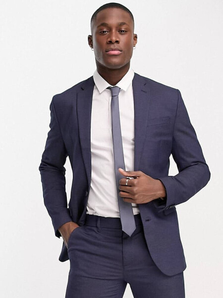 New Look skinny suit jacket in navy texture