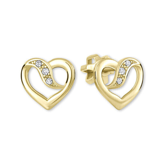 Romantic yellow gold earrings Heart 239 001 00909