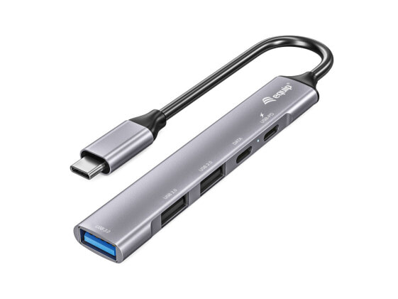 Equip 5-Port USB 3.0/2.0 Hub with USB-C PD - USB 3.2 Gen 1 (3.1 Gen 1) Type-C - USB 2.0 - USB 3.2 Gen 1 (3.1 Gen 1) Type-A - USB 3.2 Gen 1 (3.1 Gen 1) Type-C - 5000 Mbit/s - Silver - Aluminium - 100 W