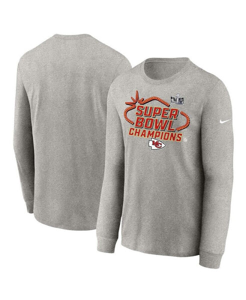 Big Boys Gray Kansas City Chiefs Super Bowl LVIII Champions Locker Room Trophy Collection Long Sleeve T-shirt