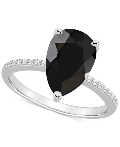 Onyx & Diamond (1/10 ct. t.w.) Pear Statement Ring in Sterling Silver