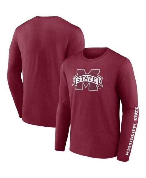 Men's Maroon Mississippi State Bulldogs Double Time 2-Hit Long Sleeve T-shirt