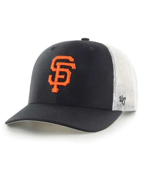 Men's Black, White San Francisco Giants Primary Logo Trucker Snapback Hat