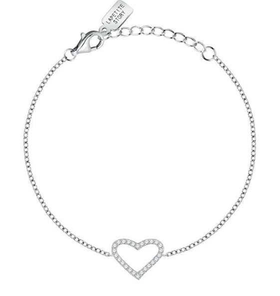 Decent silver bracelet Heart with zircons Silver LPS05AWV25