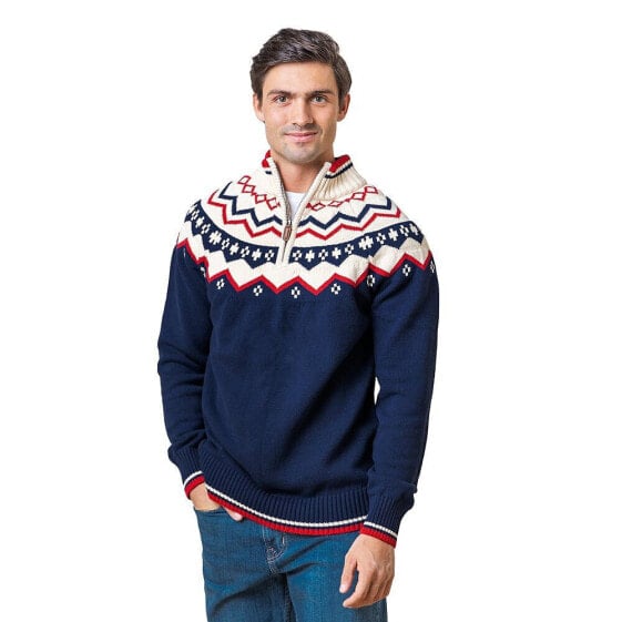 Men's Organic Half Zip Raglan Fair Isle Sweater