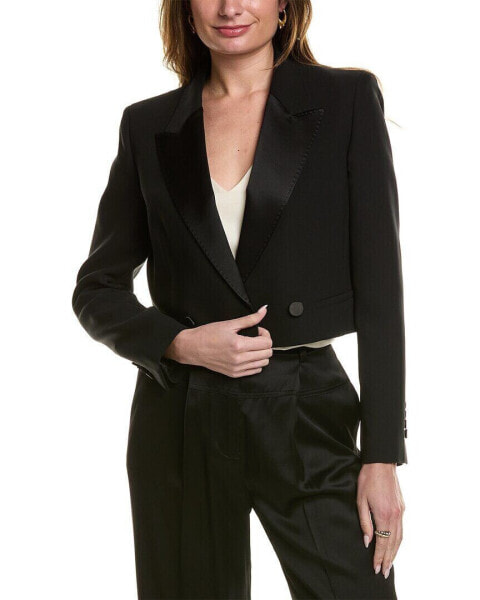 Lafayette 148 New York Cropped Wool & Silk-Blend Tuxedo Jacket Women's