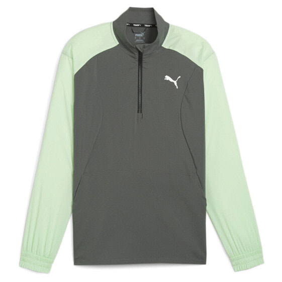 Puma Fit Woven Quarter Zip Pullover Mens Green, Grey Casual Tops 52492380