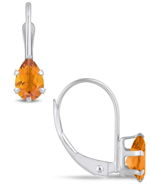 Gemstone Leverback Earrings in 10K White Gold