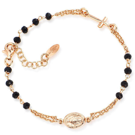 Pink gold plated silver bracelet with Rosary BRORN3 crystals
