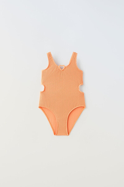 6-14 years/ textured heart swimsuit