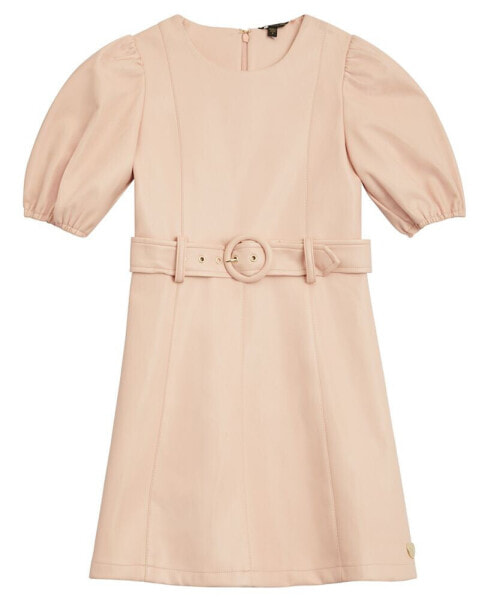 Big Girls Puff Sleeve Belted Dress