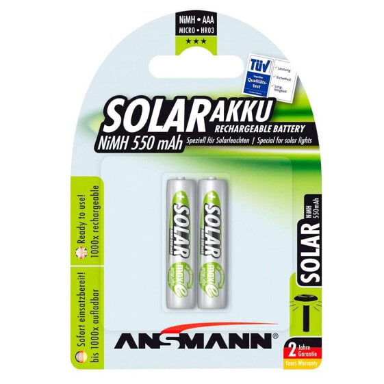ANSMANN 1x2 MaxE NiMH Rechargeable Micro AAA 550mAh Solar Batteries