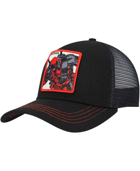 Men's Black Deadpool Retro A-Frame Snapback Hat