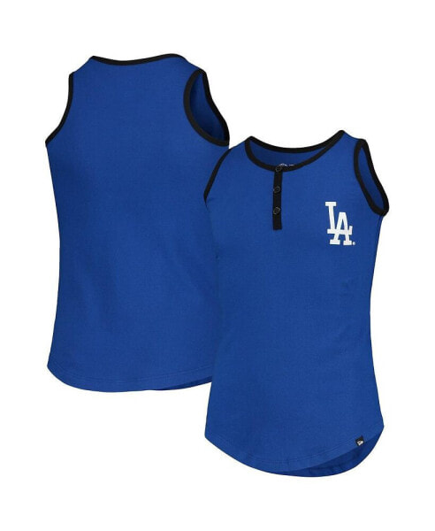 Big Girls Royal Los Angeles Dodgers Henley Tank Top