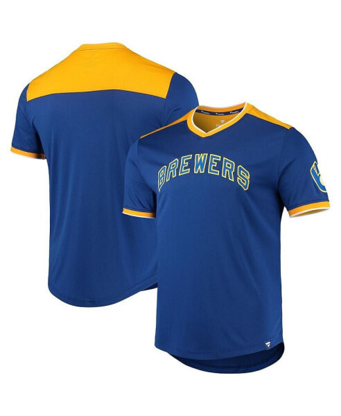 Men's Royal and Gold Milwaukee Brewers True Classics Walk-Off V-Neck T-shirt