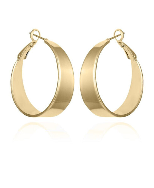 Gold-Tone Band Thick Hoop Earrings