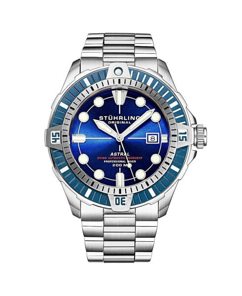 Men's Aquadiver Silver-tone Stainless Steel , Blue Dial , 45mm Round Watch