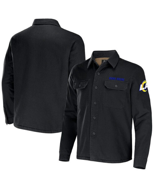 Men's NFL x Darius Rucker Collection by Black Los Angeles Rams Canvas Button-Up Shirt Jacket