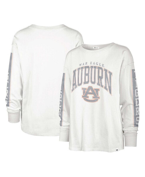 Women's White Distressed Auburn Tigers Statement SOA 3-Hit Long Sleeve T-shirt