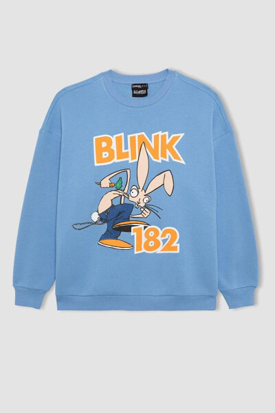 Coool Blink Oversize Fit Bisiklet Yaka Sırt Baskılı Kalın Sweatshirt B3028ax23wn