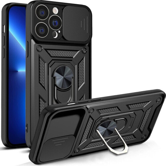 Hurtel Hybrid Armor Camshield etui iPhone 13 Pro Max pancerny pokrowiec z osłoną na aparat czarne