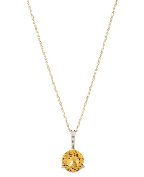 Amethyst (1-3/4-ct. tw.) & Diamond (1/20 ct. t.w.) Pendant Necklace in 14k Gold, 16" + 2" extender (Also in Citrine & Swiss Blue Topaz)