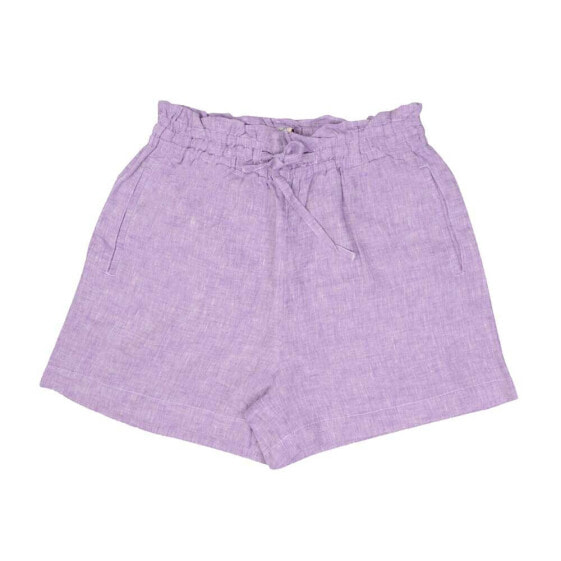 HAPPY BAY Pure linen laid up in lavender shorts
