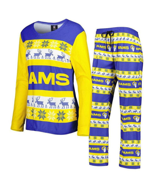 Women's Royal Los Angeles Rams Holiday Ugly Pajama Set