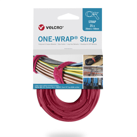 VELCRO ONE-WRAP - Releasable cable tie - Polypropylene (PP) - Velcro - Red - 200 mm - 20 mm - 25 pc(s)
