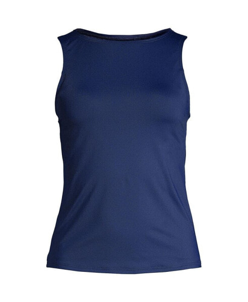 Women's Long Chlorine Resistant High Neck UPF 50 Modest Tankini Swimsuit Top