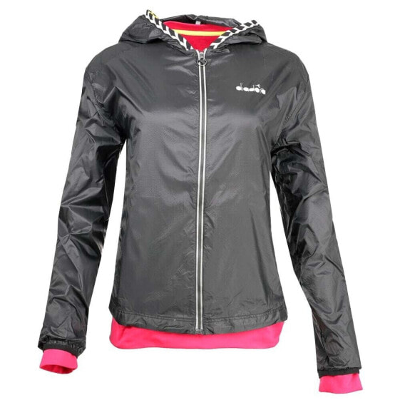 Diadora L. Multilayer Be One Full Zip Jacket Womens Black Casual Athletic Outerw