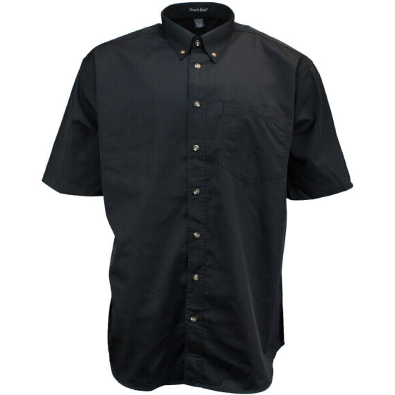 River's End Ezcare Woven Short Sleeve Button Up Shirt Mens Black Casual Tops 733