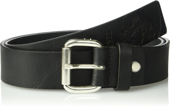 Diesel Men's Belt Profiles, Genuine Leather, with Metal Snap – Black