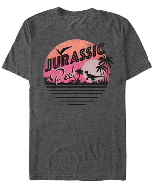 Jurassic Park Men's Pink Gradient Sunset Get Wild Short Sleeve T-Shirt