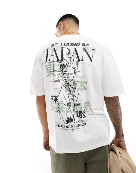 ASOS DESIGN oversized t-shirt in off white with Japan back print