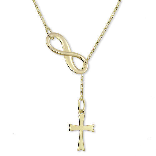 Gold necklace Infinity with a cross 40 cm 273 001 00132