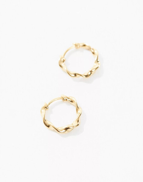 ASOS DESIGN sterling silver twisted hoop earrings in gold