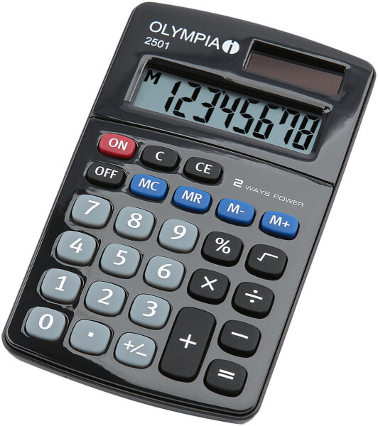 Olympia 2501 - Desktop - Basic - 8 digits - Battery/Solar - Black - Blue - Grey