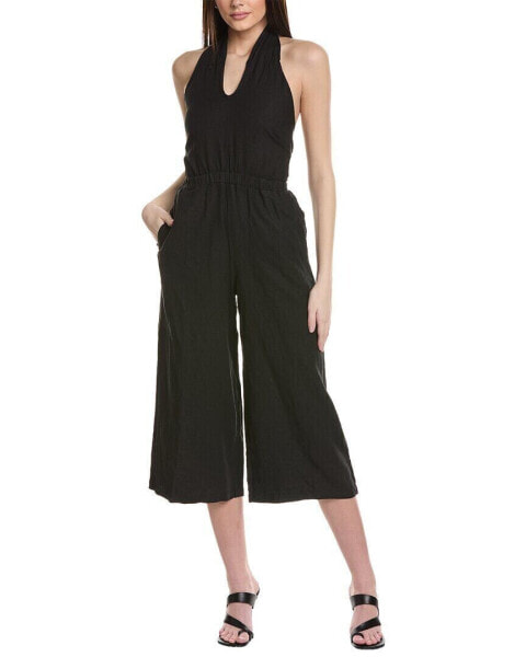 Bella Dahl Wrap Neck Halter Linen Jumpsuit Women's S