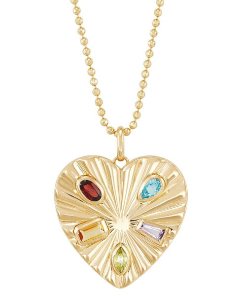 Multi-Stone (1 ct.tw.) 18" Heart Pendant Necklace in 14k Gold-Plated Sterling Silver
