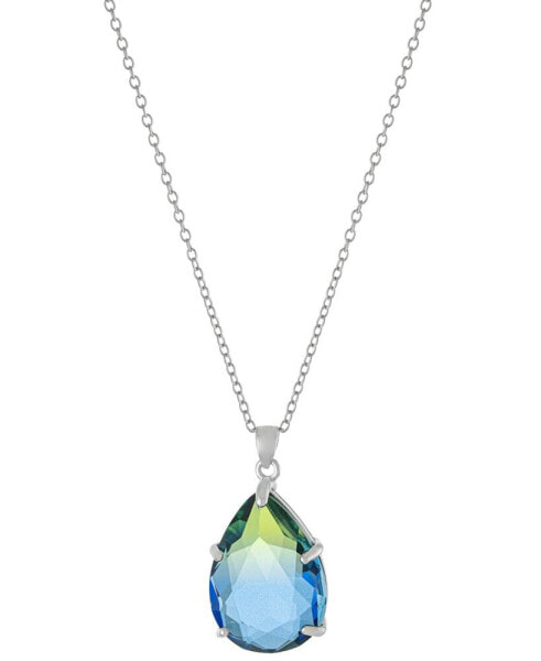 Color Crystal Pear Pendant Necklace in Sterling Silver, 16" + 2" extender, Created for Macy's