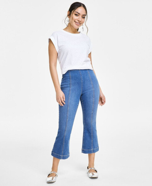 Джинсы джинсы капри I.N.C. International Concepts petite Pull-On Cropped Flare, созданные для Macy's
