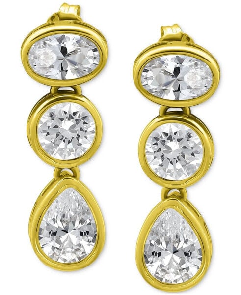 Cubic Zirconia Mixed-Cut Drop Earrings in 18k Gold-Plated Sterling Silver, Created for Macy's