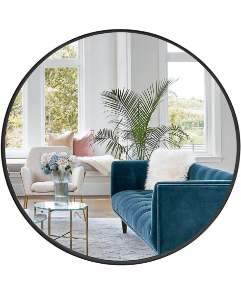 Round Mirror, Circle Mirror 24 Inch, Round Wall Mirror Suitable For Bedroom, Living Room