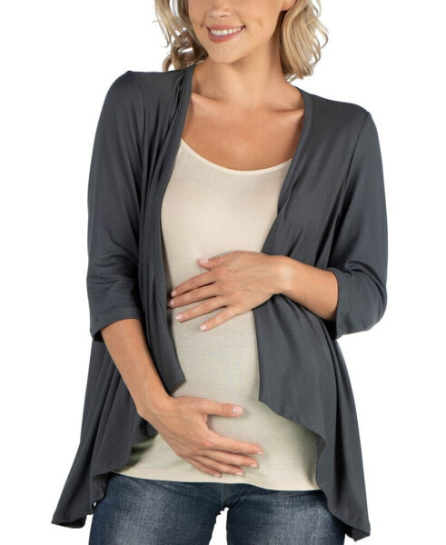 Elbow Length Sleeve Maternity Open Cardigan